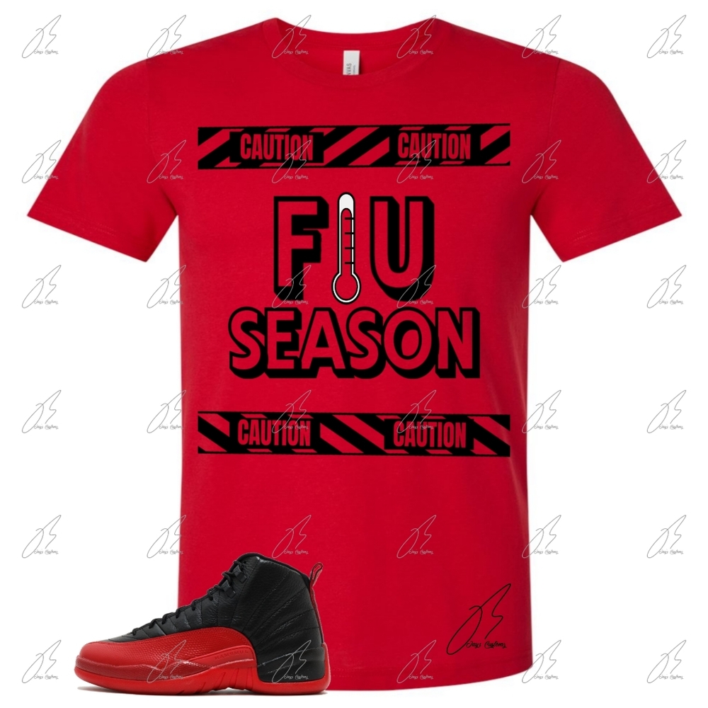 Jordan 12 Flu Game Matching Shirt, Unisex Graphic Tee, Best Gift, Red, Flu Sea